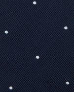 Load image into Gallery viewer, Silk Woven Tie in Navy/Ivory Dot
