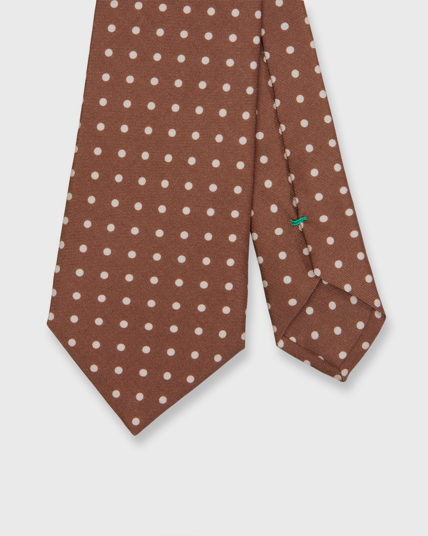 Silk Print Tie in Brown/Pale Pink Polka Dot