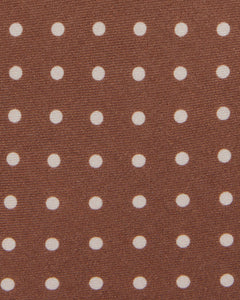 Silk Print Tie in Brown/Pale Pink Polka Dot