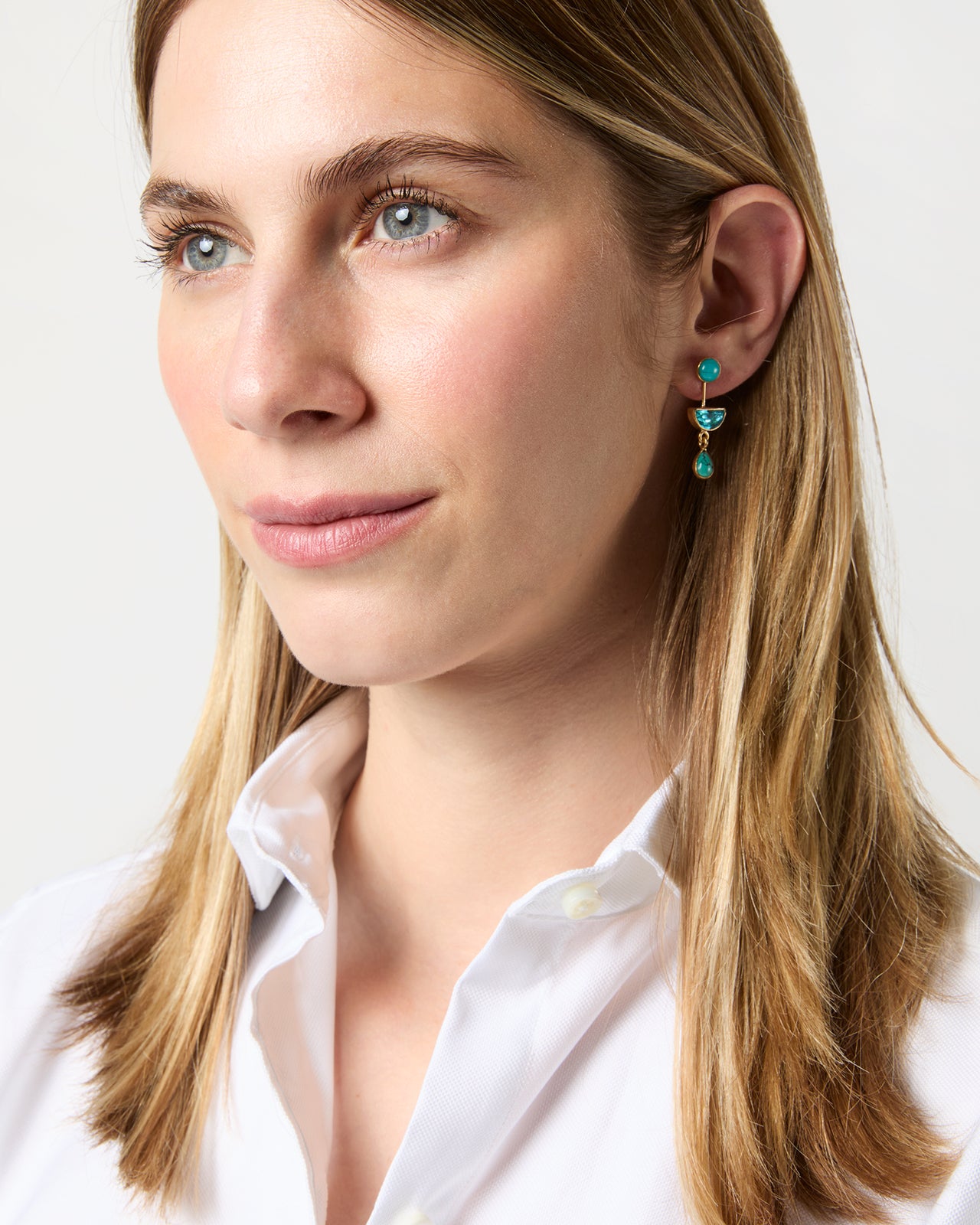 Detachable Victorian Drop Earrings in Seafoam