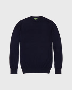 Fine-Gauge Crewneck Sweater in Navy Escorial Wool