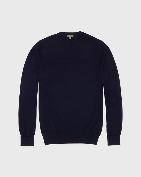 Fine-Gauge Crewneck Sweater in Navy Escorial Wool | Shop Sid Mashburn