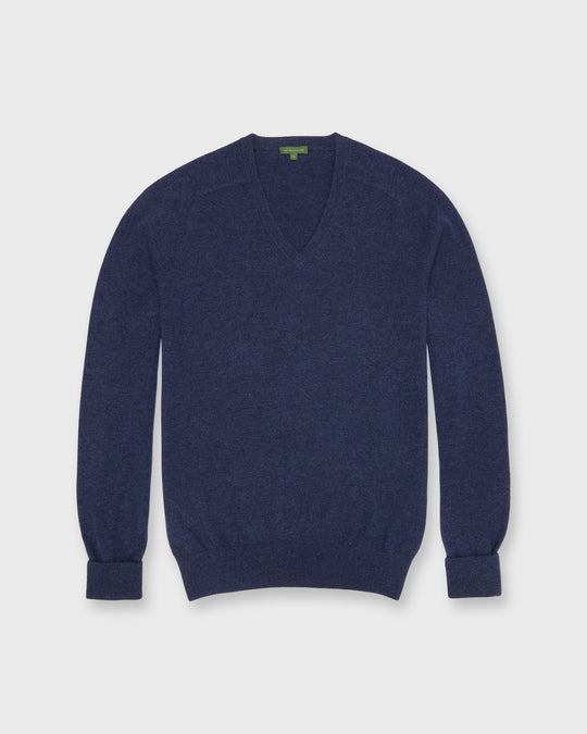 Classic V-Neck Sweater in Air Force Blue Cashmere