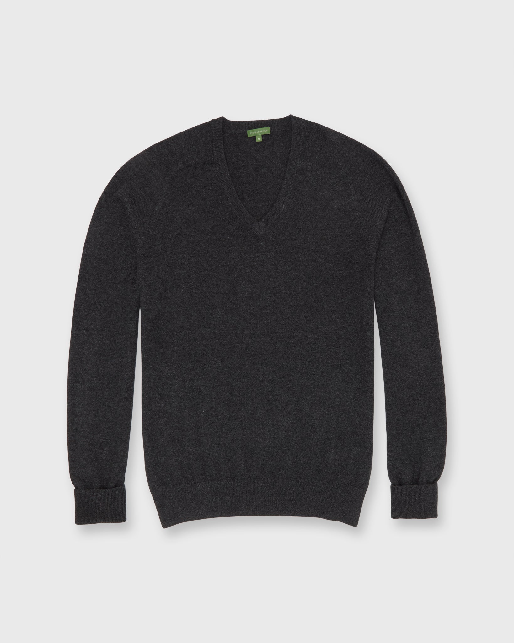 Classic V-Neck Sweater in Heather Charcoal Cashmere