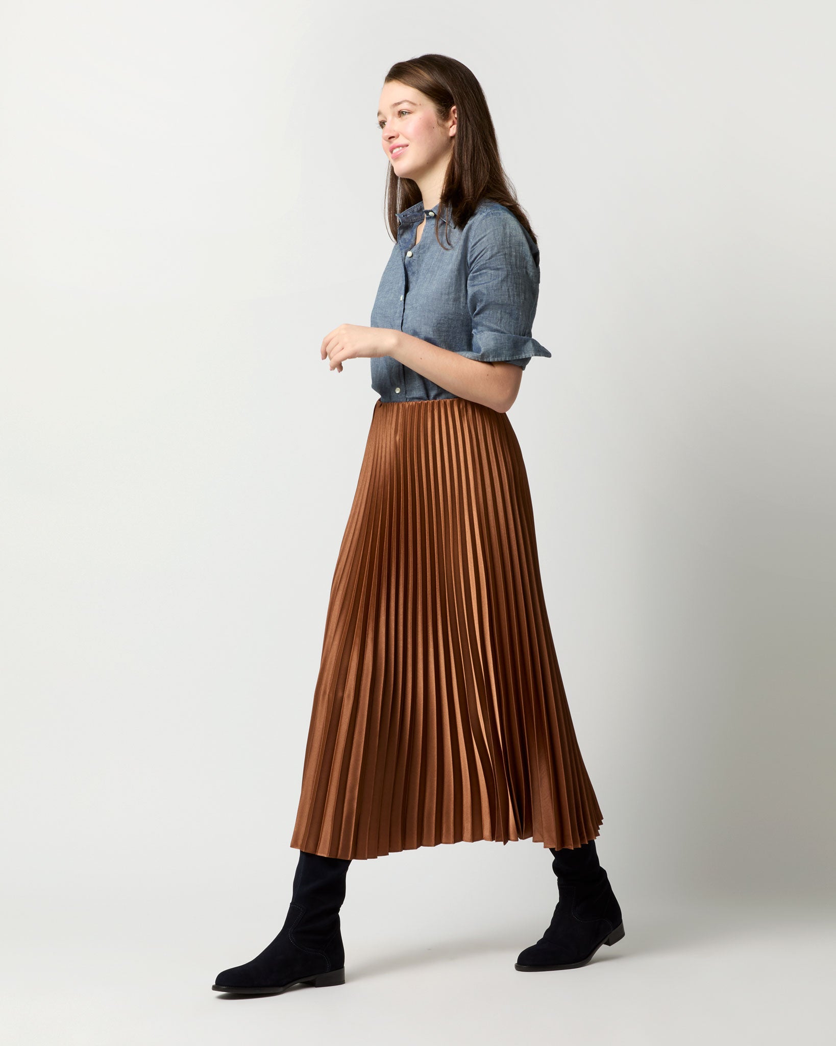 Isabelle Skirt in Bronze Charmeuse