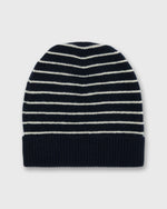 Load image into Gallery viewer, Stripe Jersey Hat in Navy/Ivory Cashmere
