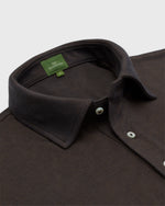 Load image into Gallery viewer, Short-Sleeved Polo in Brown Dark Oxford Pima Pique
