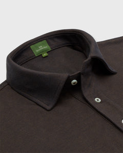 Short-Sleeved Polo in Brown Dark Oxford Pima Pique