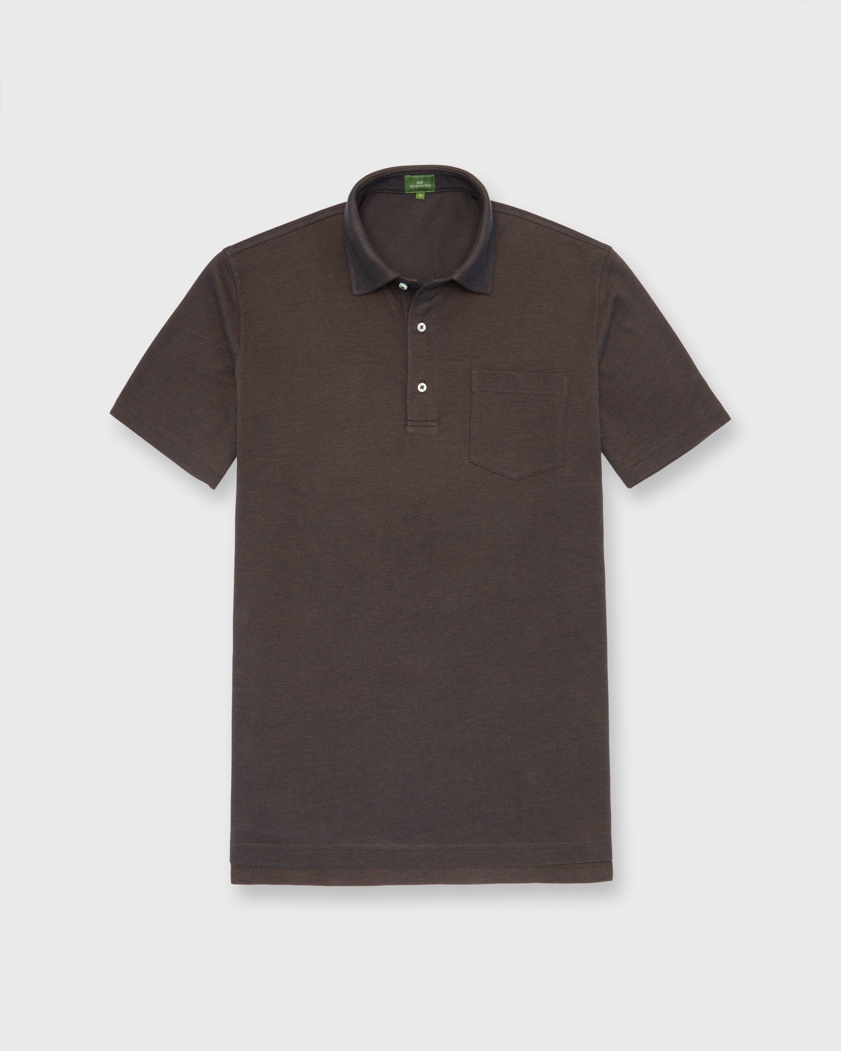 Short-Sleeved Polo in Brown Dark Oxford Pima Pique