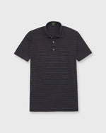 Load image into Gallery viewer, Short-Sleeved Polo in Brown/Navy Stripe Dark Oxford Pima Pique
