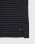 Load image into Gallery viewer, Short-Sleeved Polo in Brown/Navy Stripe Dark Oxford Pima Pique
