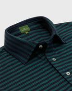 Load image into Gallery viewer, Short-Sleeved Polo in Spruce/Navy Stripe Dark Oxford Pima Pique
