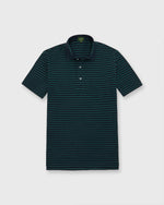 Load image into Gallery viewer, Short-Sleeved Polo in Spruce/Navy Stripe Dark Oxford Pima Pique
