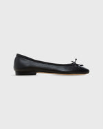 Load image into Gallery viewer, Square-Toe Ballet Flat in Black Leather
