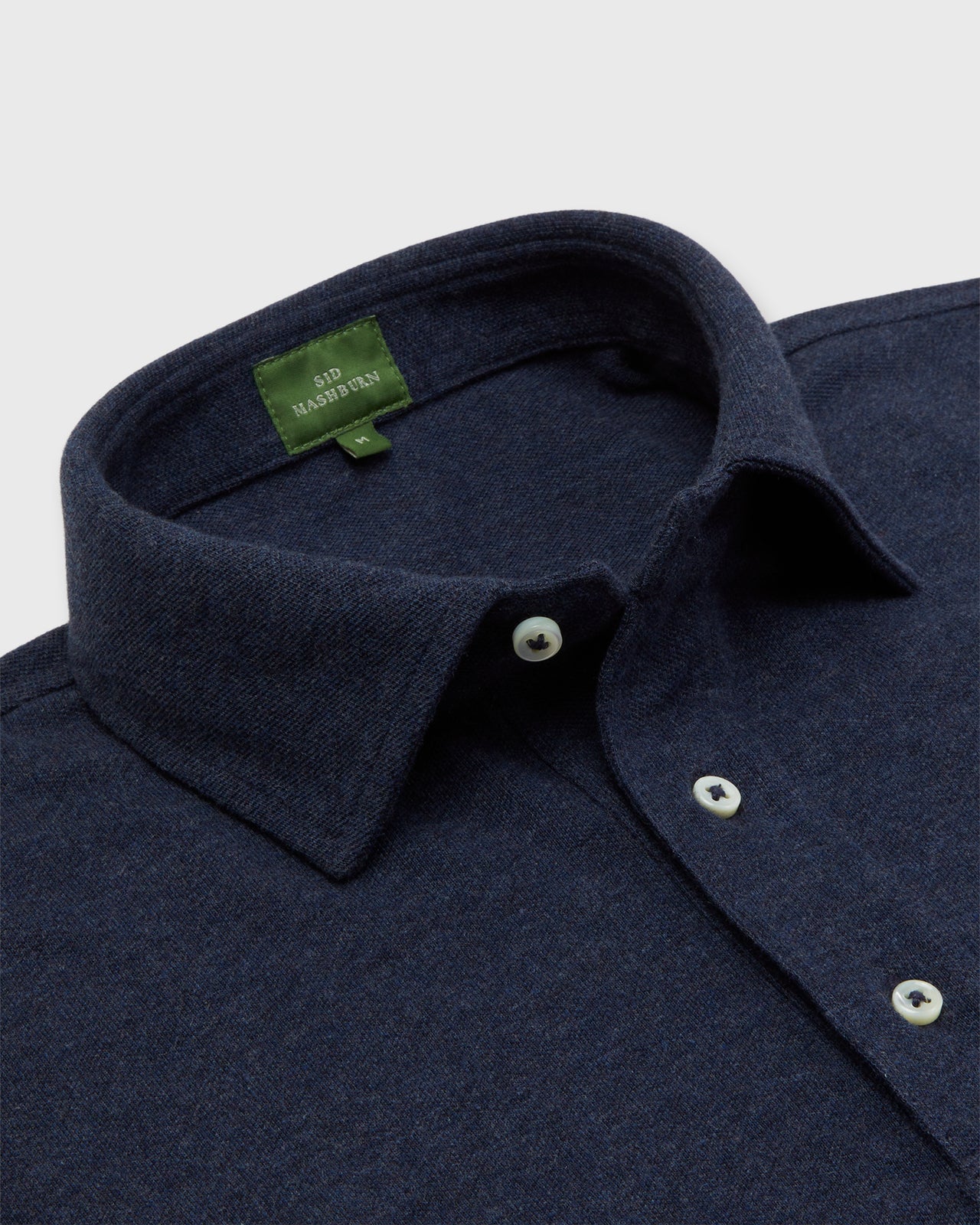Long-Sleeved Polo in Heather Denim Pima Pique