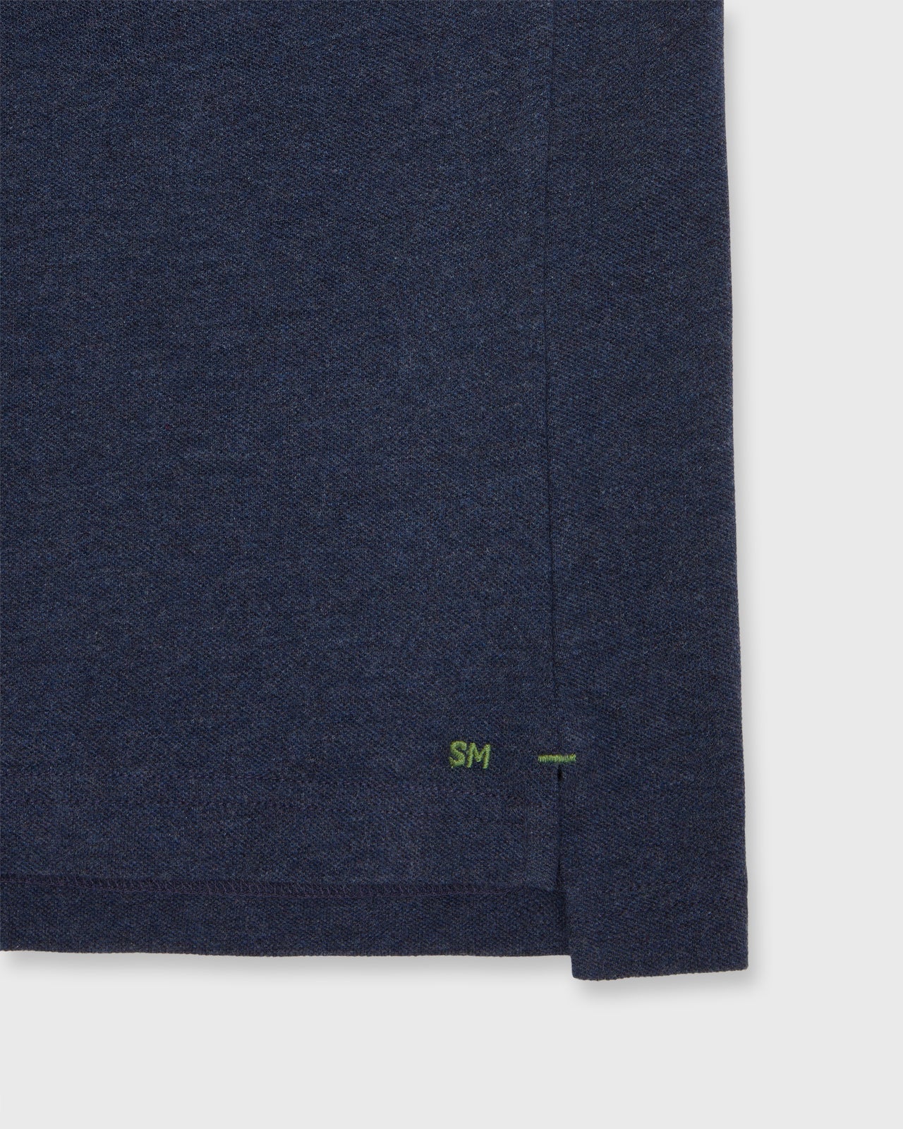 Long-Sleeved Polo in Heather Denim Pima Pique