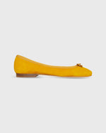 Load image into Gallery viewer, Square-Toe Ballet Flat in Harvest Yellow Suede
