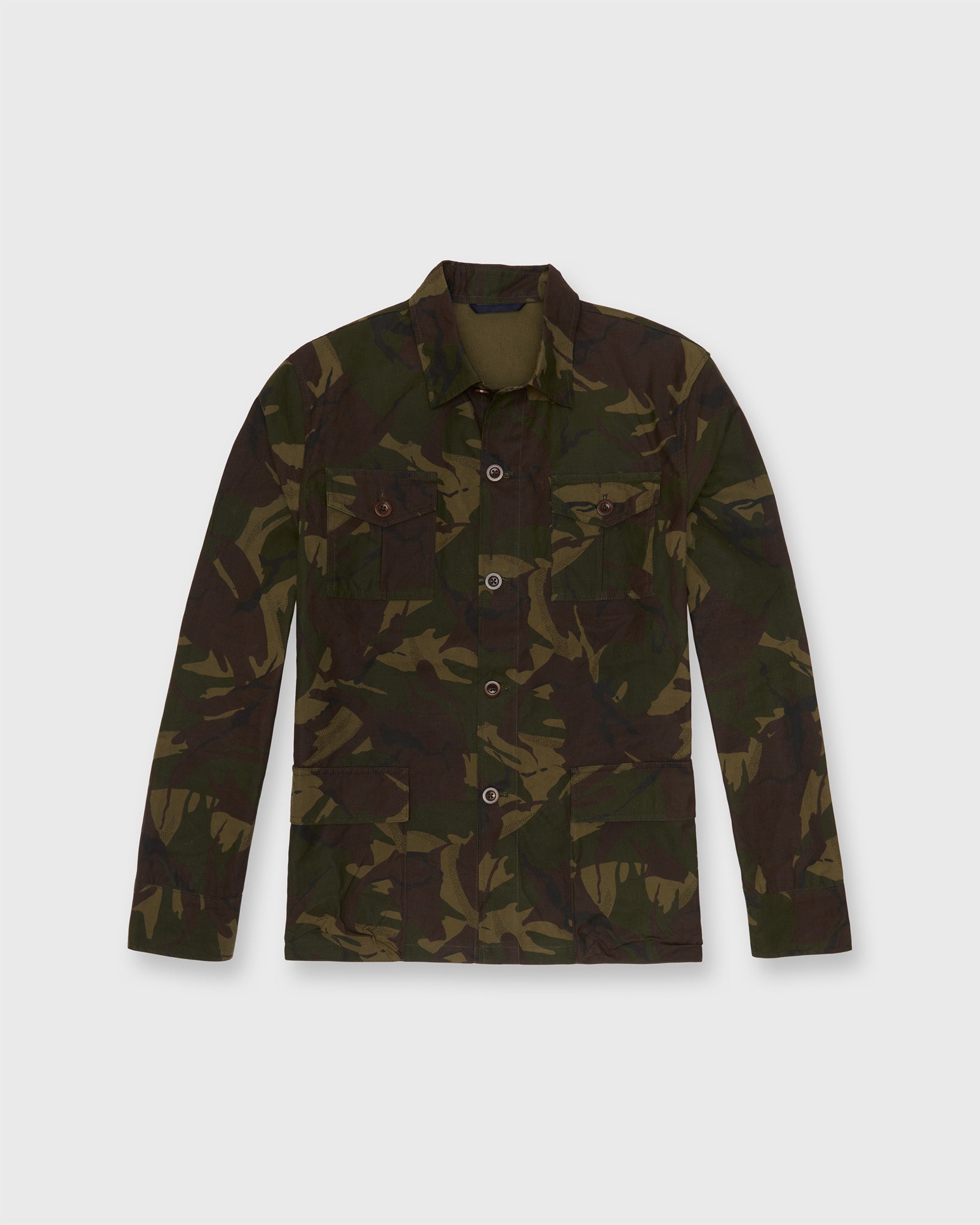 Military Jacket in Camo Dry Waxed Poplin