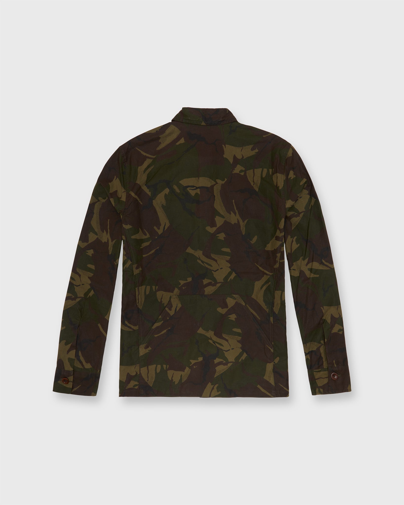 Military Jacket in Camo Dry Waxed Poplin