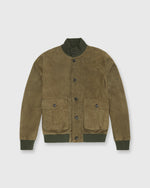 Load image into Gallery viewer, Button-Front Bomber Jacket in Olive Suede
