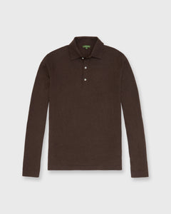 Long-Sleeved Rally Polo Sweater in Brazil Nut Cotton/Cashmere