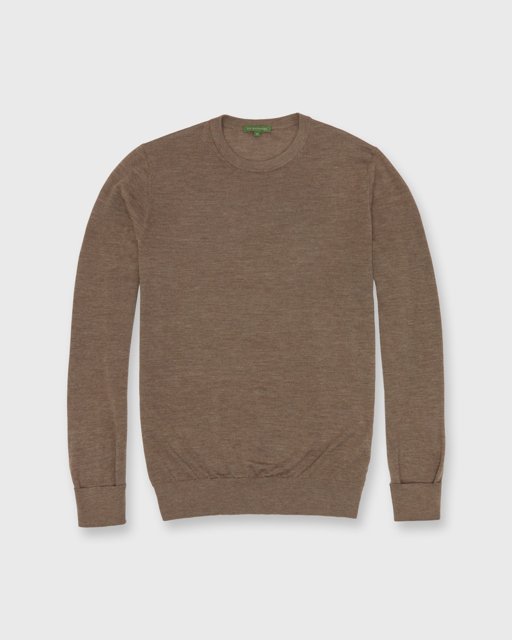 Fine-Gauge Crewneck Sweater in Heather Taupe Cashmere