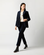 Load image into Gallery viewer, Fayette Flare Cropped Pant in Navy Stretch Velveteen
