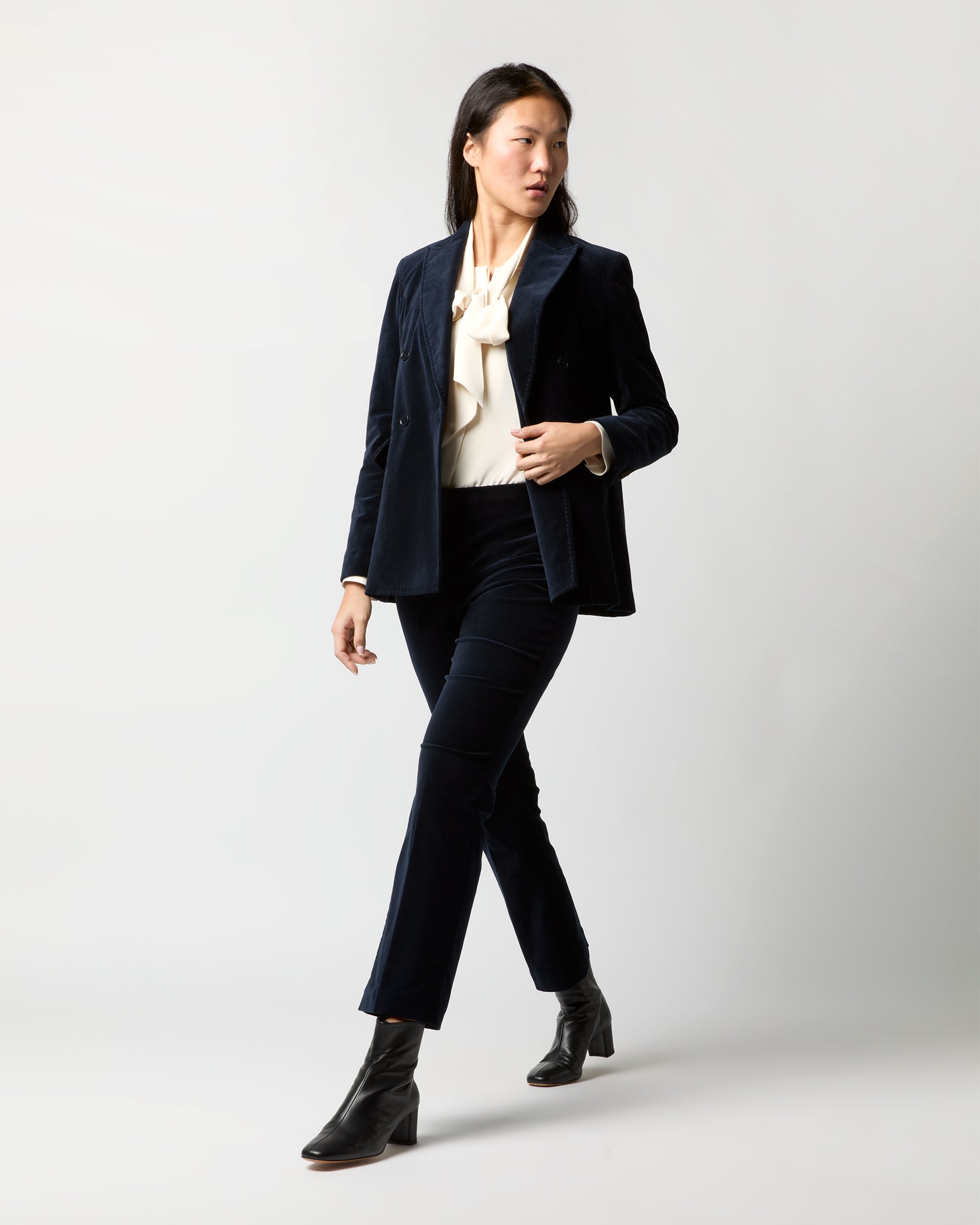 Concetta Jacket in Navy Stretch Velveteen