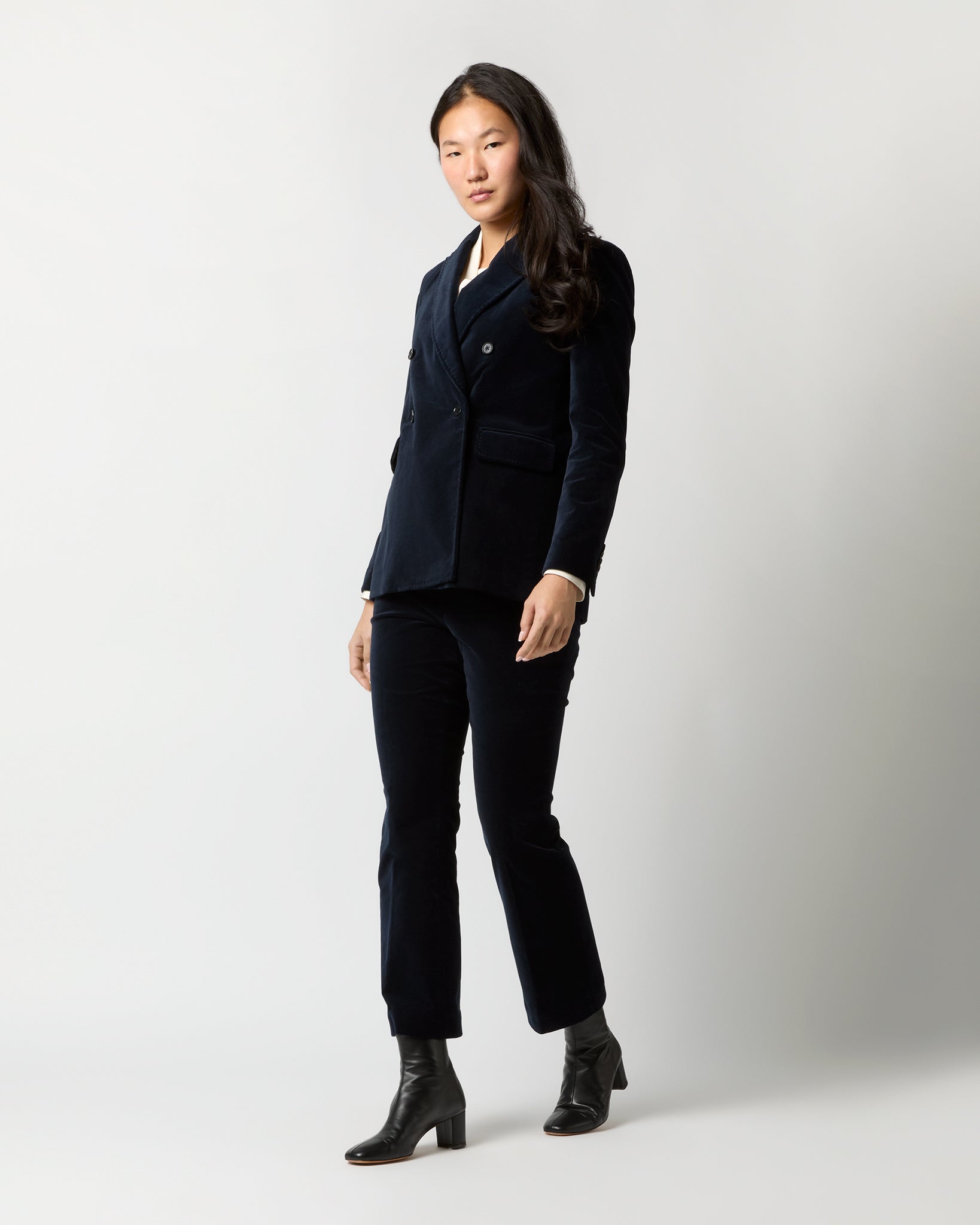 Concetta Jacket in Navy Stretch Velveteen