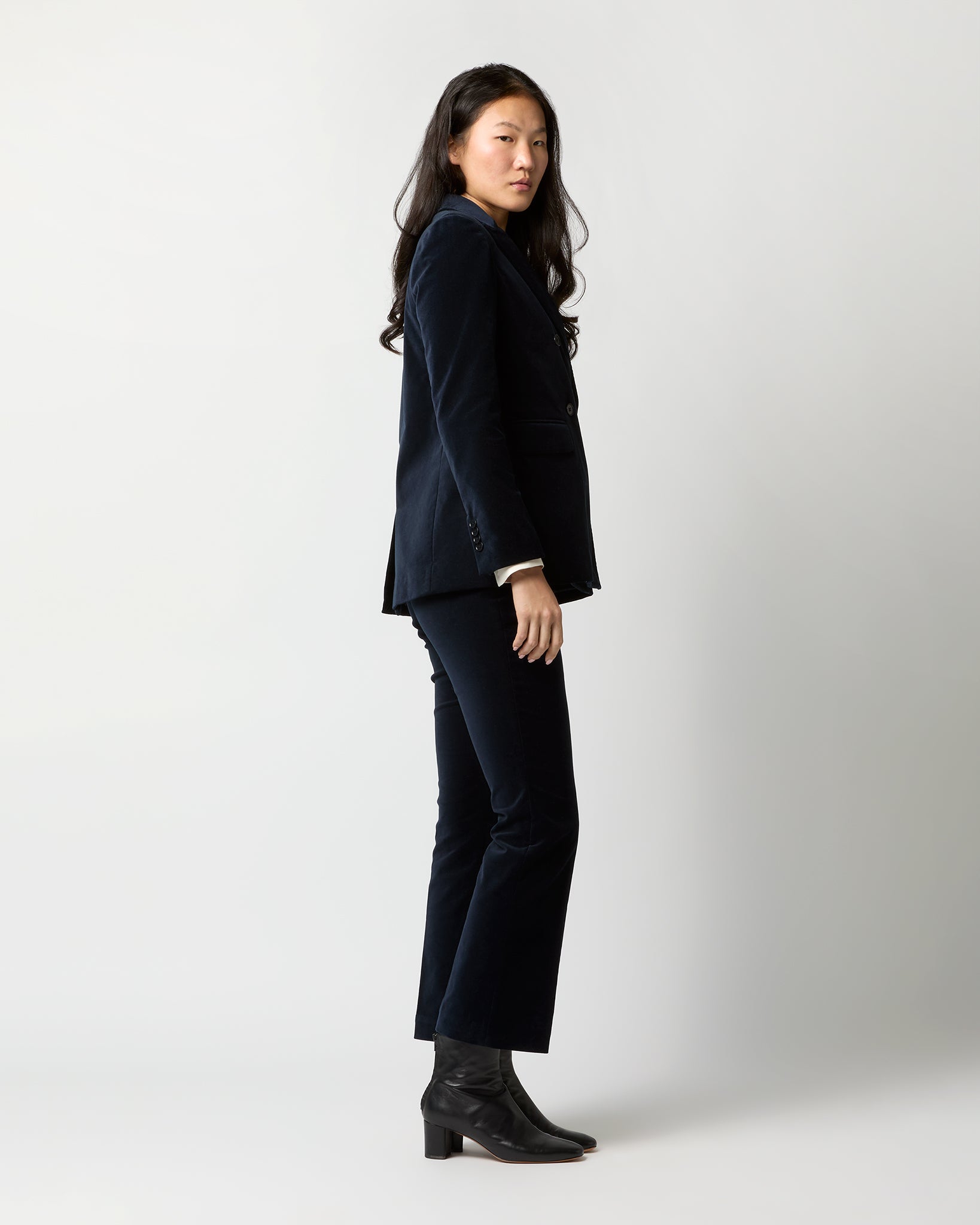 Concetta Jacket in Navy Stretch Velveteen