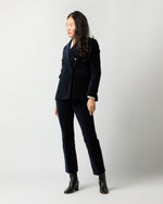 Load image into Gallery viewer, Fayette Flare Cropped Pant in Navy Stretch Velveteen
