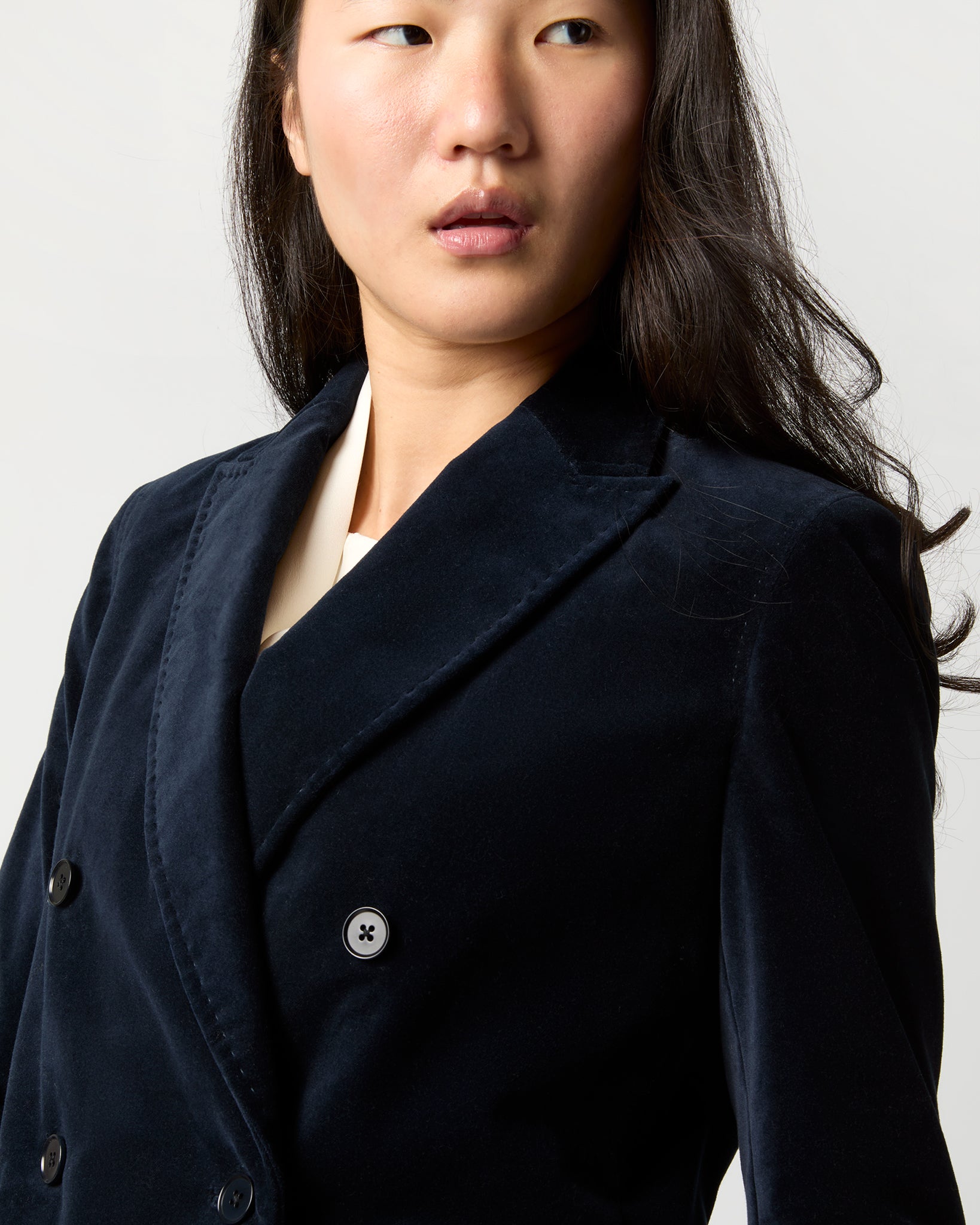 Concetta Jacket in Navy Stretch Velveteen