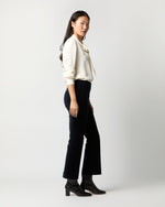 Load image into Gallery viewer, Fayette Flare Cropped Pant in Navy Stretch Velveteen
