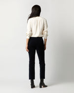 Load image into Gallery viewer, Fayette Flare Cropped Pant in Navy Stretch Velveteen
