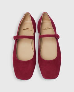 Square-Toe Mary Jane in Beet Suede