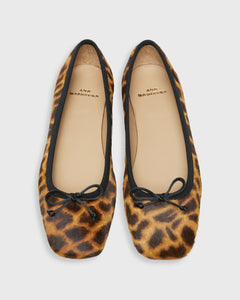 Square-Toe Ballet Flat in Sahara Leopard Calf Hair