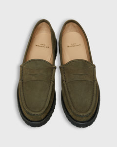 Lug Sole Loafer in Military Suede