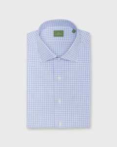 Spread Collar Dress Shirt in Blue Multi Tattersall Poplin