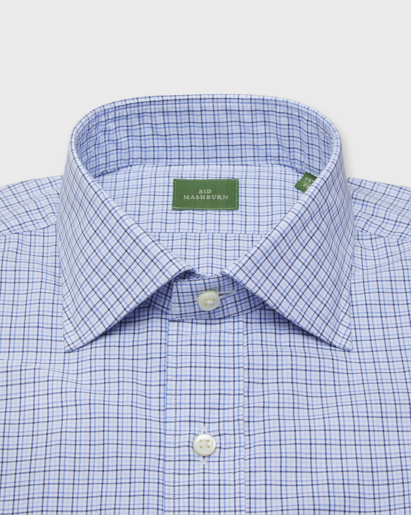 Spread Collar Dress Shirt in Blue Multi Tattersall Poplin