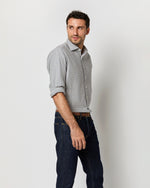 Load image into Gallery viewer, Spread Collar Sport Shirt in Peri/Sawdust Gingham Brushed Twill
