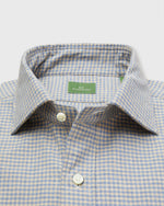 Load image into Gallery viewer, Spread Collar Sport Shirt in Peri/Sawdust Gingham Brushed Twill
