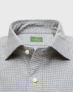 Spread Collar Sport Shirt in Peri/Sawdust Gingham Brushed Twill