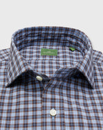 Load image into Gallery viewer, Spread Collar Sport Shirt in Sky/Brown/Navy Check Poplin
