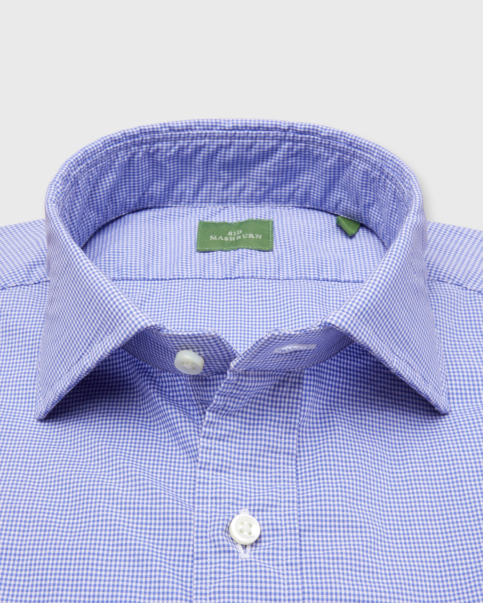 Spread Collar Sport Shirt in Ink Micro Gingham Poplin