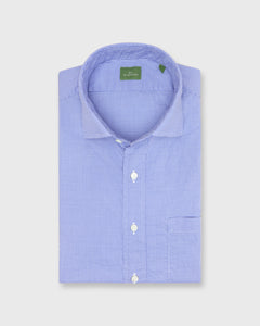 Spread Collar Sport Shirt in Ink Micro Gingham Poplin