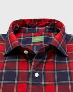 Load image into Gallery viewer, Spread Collar Sport Shirt in Red/Navy/Yellow Plaid Poplin
