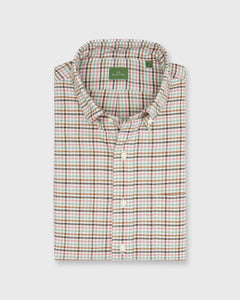 Button-Down Sport Shirt in Pink/Sage/Brown Tattersall Twill