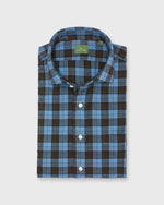 Load image into Gallery viewer, Spread Collar Sport Shirt in Delft/Army/Orange Plaid Brushed Twill
