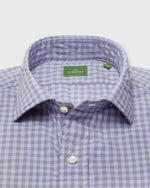 Load image into Gallery viewer, Spread Collar Sport Shirt in Grey/Peri Gingham Poplin
