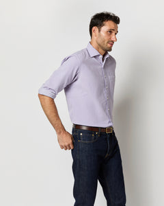 Spread Collar Sport Shirt in Lavender Corduroy